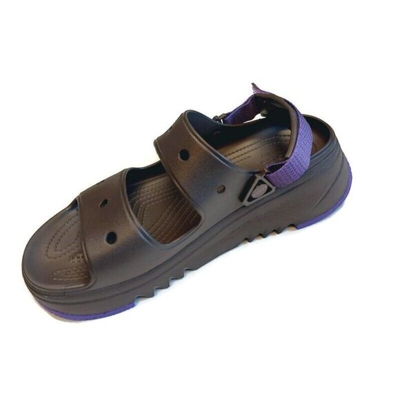 CROCS Classic Hiker Xscape Sandals Mens Size 12 Womens 14 Espresso Neon Purple - Picture 3 of 8